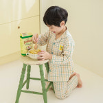 [삐삐롱25FW]스탬프 좌우사편면 긴소매 파자마 상하세트 : PPIPPILONG