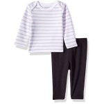 Hanes Baby-Girls Ultimate Baby Flexy 투피스 세트 (긴 소매 크루 티가 있는 팬트), 그레이/블랙 스트라이프 : 재우네스토어