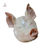 돼지머리모형 인조 가짜 개업 장식 제삿상 모형 고사 화이트 돼지 머리 직경 26cm : 바른무역연구소