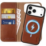 쉴드온 2-in-1 아이폰 17 프로 맥스 69인치용 가죽 케이스 지갑 | 무선 충전 탈착식 마그네틱 RFID 차단 카드 슬롯 킥스탠드 충격 방지... 