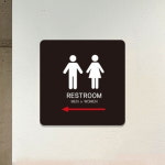 도서관 학교 화장실 좌측 안내 큰 부착 표지판 : HW마트1