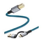 USB B에서 C로 변환하는 프린터 케이블 6.6피트2미터 나일론 브레이드 타입 C 맥북 프로에어 MIDI 야마하 피아노 키보드 DAC DJ 컨트롤러와... 