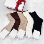 캐시미어양말 5종세트 여자 골지 패션양말 울양말 사계절양말 데일리양말 여자양말 : 마리푸나
