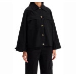 GANNI BLACK HERRINGBONE CANVAS JACKET (F9611 099) (블랙 헤링본 캔버스 자켓) : 머니버그스토어