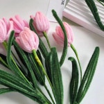 모루꽃 조화꽃다발 DIY 만들기 재료 시들지않는 니트 튤립 취미 선물용 : 더디에이치샵