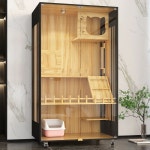 원목 고양이 아파트 고양이쉼터 반려견 호텔 놀이터 실내 보호장 B1 고양이 사육장 60X60X120CM 호두색 집 앞까지 배송 XL- 특대형 : HAMA... 