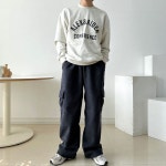 남성 골덴 카고 팬츠 베이지 스트링 밴딩 캐주얼 바지 와인 아이보리 : 다오키