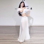 밸리댄스복 공연의상 요정 동양 여성 웨어 하이엔드 제품 공연 벨리 의상 댄스 연습복 1. 화이트 M : 에프에이치에스