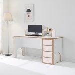 LR서재가구 1600 와이드 책상 4단 서랍장 모니터받침대 포함 세트 모던 깔끔한 데스크 : 론리테일