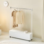 LR원룸 옷정리용 1200와이드 하단벙커 수납 이동식 바퀴형 옷걸이 행거 사무실 스탠드 : 론리테일