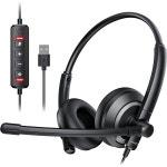 자브라 헤드셋 스테레오 헤드폰 게이밍 EH05-U 유선 USB 헤드셋, PC 노트북용 노이즈 캔슬링 마이크 포함 - 인라인 제어, 경량, 향상된... 