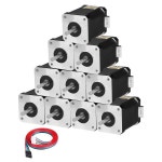 YEJMKJ 10팩 네마 17 스테퍼 모터 2상 1.8° 0.84Nm118.95온스·인치 고토크 바이폴라 60mm 2.3A 1.1ω 4-리드 샤프트 24mm φ 5mm 42 케... 