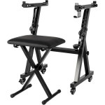 GCCSJ 피아노 스탠드 및 벤치 세트 - 패딩 시트가 있는 헤비 듀티 조절 가능한 Z 스타일 스탠드, 61/76/88 키용 휴대용 가 : 더블유에이컴퍼니