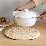 감성 인테리어 왕골 식탁매트 짚 공예 식탁 깔개 핸드메이드 타원형 라탄 테이블 매트 : 다이렉트스토어