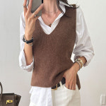 [나크21] 베이직 V넥 니트 베스트 NK53-TH-43 : NAK21