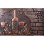 키친 백스플래시 와인 병과 잔 포도와 배 디자인 구리 맞춤형 패널 수제 타일 실내외 벽 장식 갈색 : 해미루3