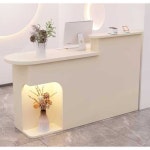인포데스크 미용실 카운터 안내데스크 계산대 180x50x105cm 크림+크림 (우)조명 : 빛이나는상점1