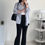루즈핏 모던 스트라이프 데일리 셔츠 : WITHMIIN
