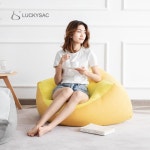 luckysac 게으른 소파 빈백 의자 소형 침실 발코니 빈백 1인용 바닥 소형 소파 여성용 무인쇄 업그레이드 버전  옥수수 옐로우 : 철인가족