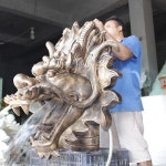 용머리 분수대 조각상 벽 중국식 드래곤 호텔 폭포 연못 조형물 장식 야외 블루 : 코딜렛