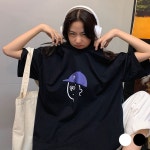 여름 반팔 화이트 여자 기본 반팔티 빅 사이즈 XL 무지 오버핏 : 트리피샵