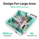 대형 객실용 , Y&O 10L(2.64Gal) 스팀 온 하우스 필터 없는 디자인, 자동 차단, 3단계 미스트 최대 1200ml/H 출력, 1000평방피트까지 커버... 