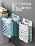 욕실 접이식 선반 무타공 벽걸이 수납 옷걸이 세탁기 옷정리 대형 바구니+속옷 바구니 그레이 : 감추어진 보화
