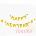더블요 해피뉴이어 가랜드 고급 골드 새해가랜드 연말파티용품 새해장식 : 더블요