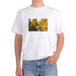 반팔티 멋진풍경 산책길 공원길 프린트티셔츠 화이트반팔 : 희쁘다