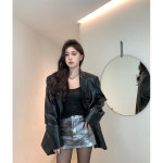 A0436 봄가을 블랙 세무 가죽 자켓 여 캐주얼 정장 스타일 재킷 : ZX산업
