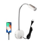 LED 독서등 벽걸이형 2W USB 충전 포트 터치 디머 조절 색온도 스위치 헤드보드 유연한 고무목장 조명 독서실용 : 해미루19