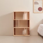 고무나무 3단 책장 좌측형 내추럴 원목 정리 선반형 수납 책꽂이 H6880 : 구스상회