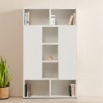 긴도어 도어형 5단 책장 넓은 수납 깔끔한 정리 문달린 선반 가구H6786 : 구스상회