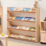 견고한 오픈형 원목 삼나무 아이방 전면책장 어린이집 책꽂이장가구 H6709 : 구스상회