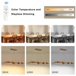 LUJIAODS 39인치 대형 웨이브 디자인 LED 샹들리에, 3색 디밍이 가능한 디밍 리니어 펜던트 라이트, 주방 아일랜드용 모던 당구장 테이블... 