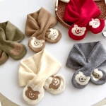 아동용 투베어 크로스 니트 목도리 키즈 방한용 여아 남아 : 달이커머스