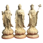 대세지보살 불상 아미타불상 편백 나무 삼신불 목조 보살 관음보살 가정 보살상 대형 장식품 : 픽클로