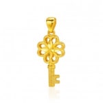 순금 펜던트 24K 금 플라워 행운 열쇠 3.75g(1돈 한돈) 팬던트 : 한국금다이아몬드거래소