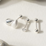 아린트렌디 실버925 피어싱 은 여자귀걸이 물방울 매트 글로시 6mm바 APD031 : 아린트렌디