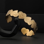 핫세일 여성 오픈 스틸 골든 뱅글 행운의 주얼리 아랍 스테인리스 커프 핸드 고급 팔찌 G1249-2 : 우먼스마켓