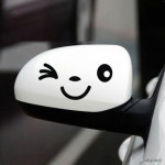 차량용 윙크 미소 데칼 스티커 개성있는 자동차 주유구 사이드미러 후면유리 블랙 : 비잉메리