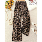 A0164  신상 여성 바지 호피 프린트 캐주얼 바지 밴딩 와이드 팬츠 : 소원성취 한가득