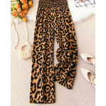 A0164  신상 여성 바지 호피 프린트 캐주얼 바지 밴딩 와이드 팬츠 : 소원성취 한가득