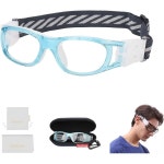 안전 안경 키즈 스포츠 고글 라크로스 농구 라켓볼 처방 렌즈로 교체 가능 G8029 Black Frame Gray Nose Pad : 바이네스트