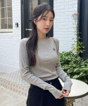 무아무아 스티치 라운드 긴팔 티셔츠  5color  MUT23123 : SindMill