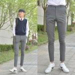 (빅사이즈) 허리조절 6.5통 스판 그레이 교복바지 남자 : twochord01