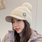 니트모자 방울 털모자 여성모자 챙니트 겨울 비니 방한 가을 뜨개 : 다온의 선물