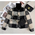 A0569  프리미엄 패딩 체크 모직 쇼트 코트 여 겨울 신상 패딩 코트 : ZX산업