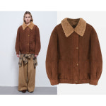 A0566 반야상 점퍼 양털 스웨이드 퍼 일체형 도톰 코트 여 : 국제JJH