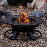 불멍화로대 난로테이블 캠핑 숯불 화덕 화로 난방 펜션 304그릴망 바비큐 테이블+우천 커버 : GGOGGO